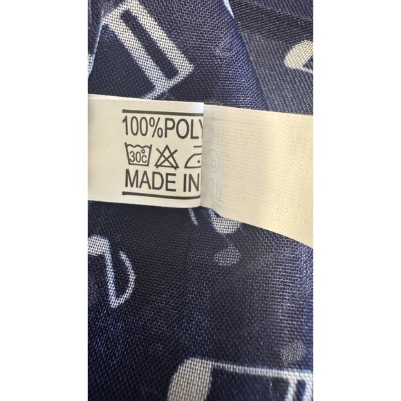 2/$30 Navy Blue & White Music Note Pattern Neck Scarf 58" Long - Picture 5 of 6